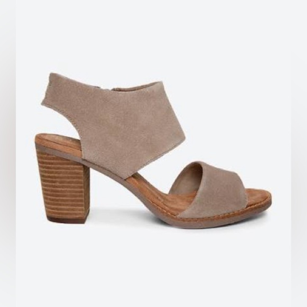 Toms Majorca Cut Out Heel Gray Tan Brown 7.5 Barely Worn